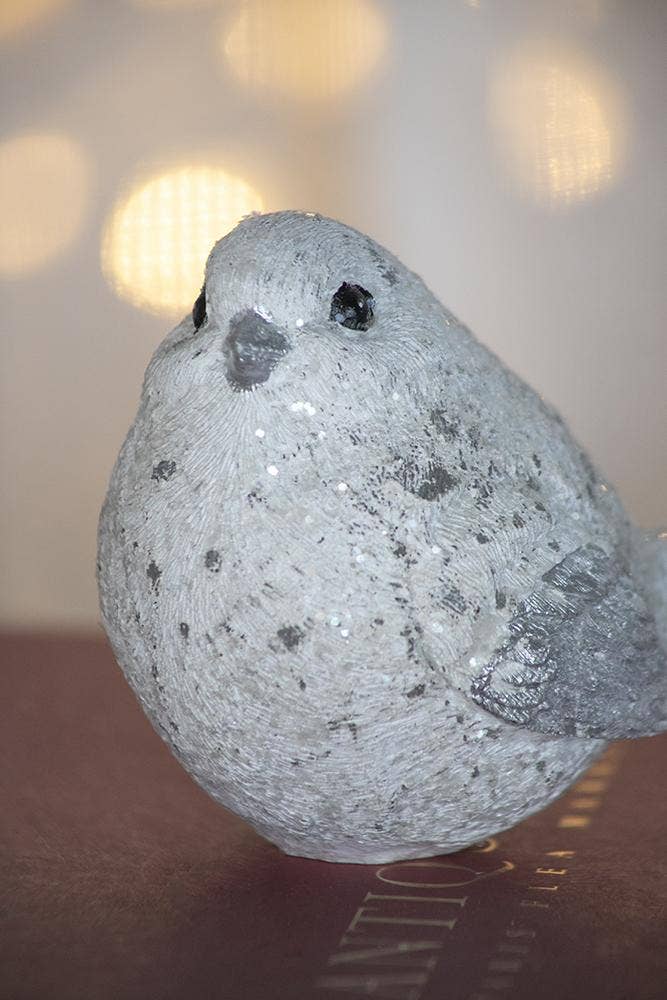 S/4 4.7x2.7x4"H Resin Sparkly Snow Bird 16S/CTN
