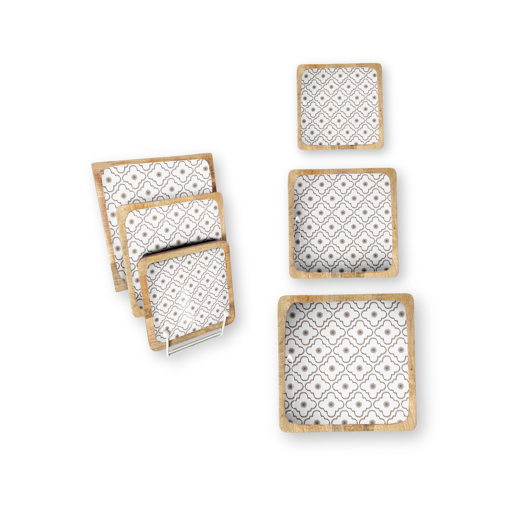 White Medallion Square Trays (12" in Pack of 2) 6-45-A