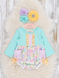 Gingham Floral Garden Ruffle Bubble