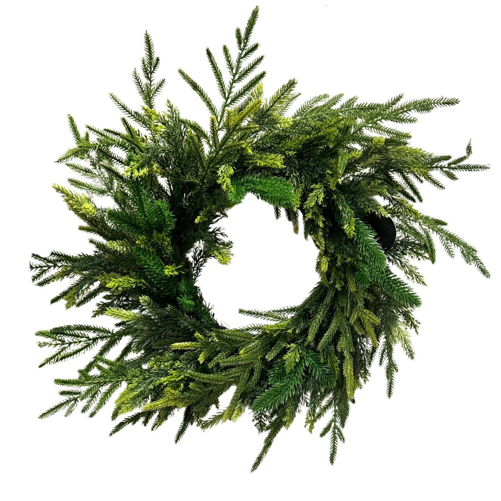 Mixed Pine w/ Soft Touch Norfolk and Cedar Wreath 24"