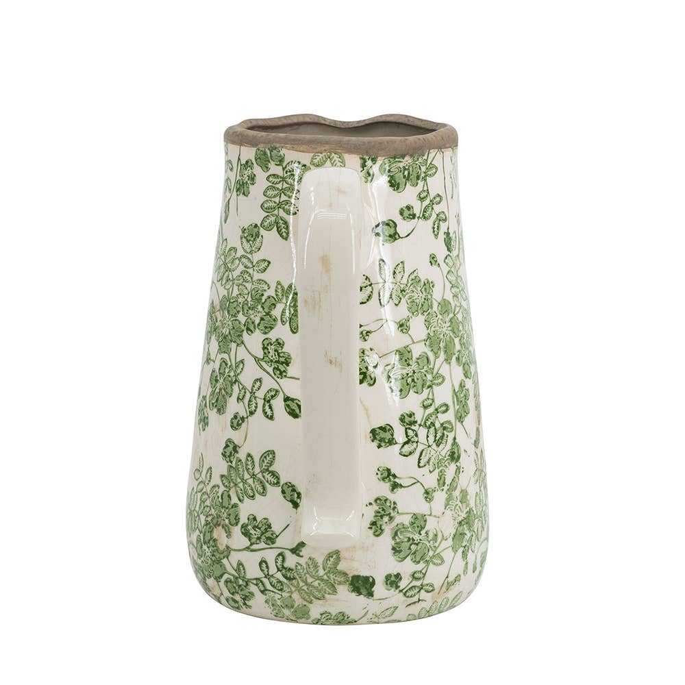 8x5.5x9" Verdant Garden Ceramic Pitcher