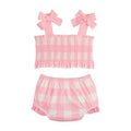Smocked Pink Check Two-Piece Swimsuit