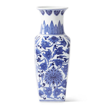Blue &amp; White Chinoiserie Square Vase