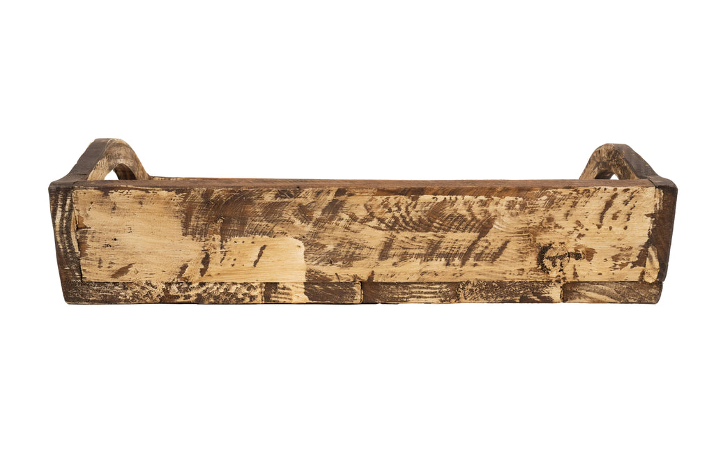 Kerrville Farmhouse Wood Tray W/ Handles-9x20x7 inches-NEW