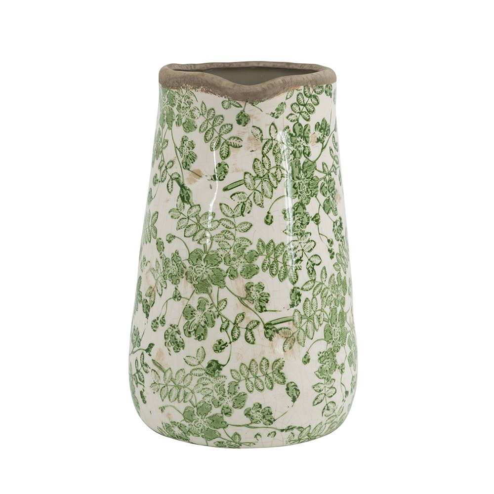 8x5.5x9" Verdant Garden Ceramic Pitcher