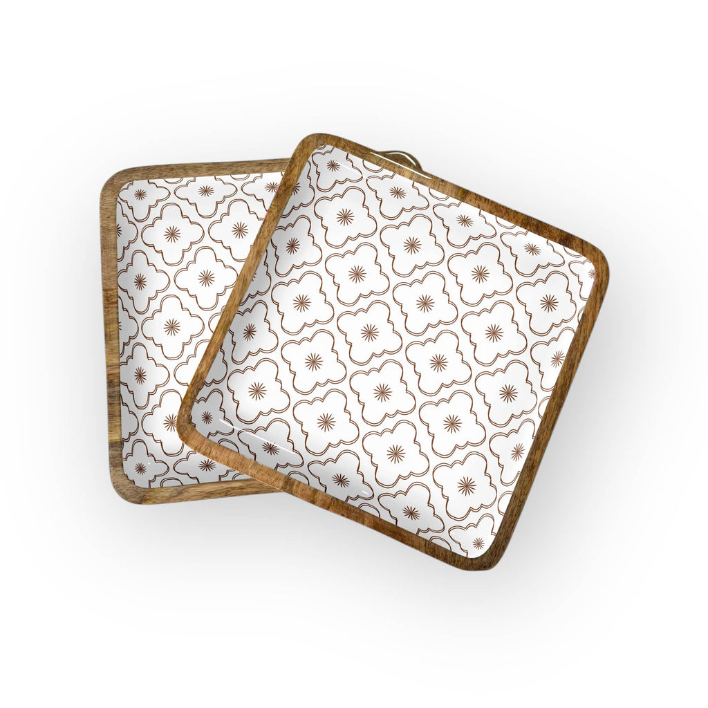 White Medallion Square Trays (12" in Pack of 2) 6-45-A