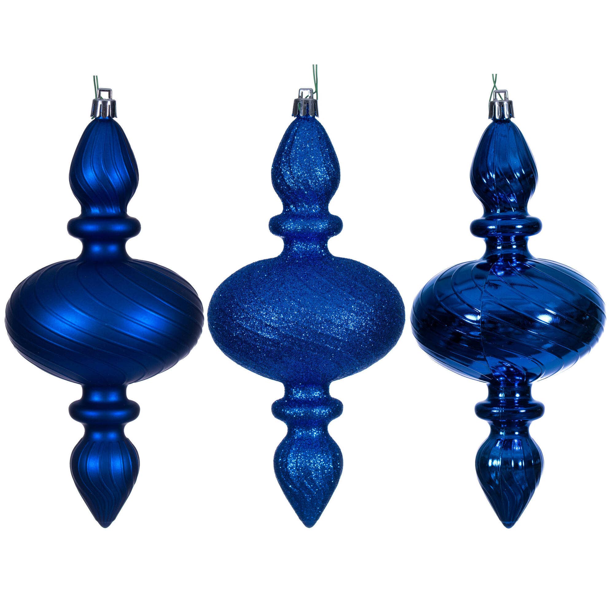 Vickerman 8.2" Blue Swirl Finial Orn 3/Asst