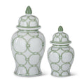 Green & White Ceramic Ginger Jars