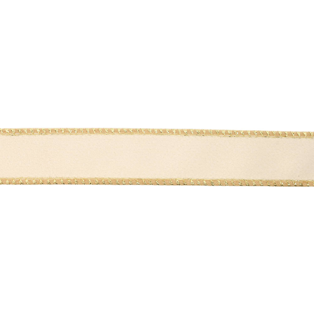 1" Reversible Classic Velvet Wired Ribbon | Ivory/Gold | 10 Yard Roll