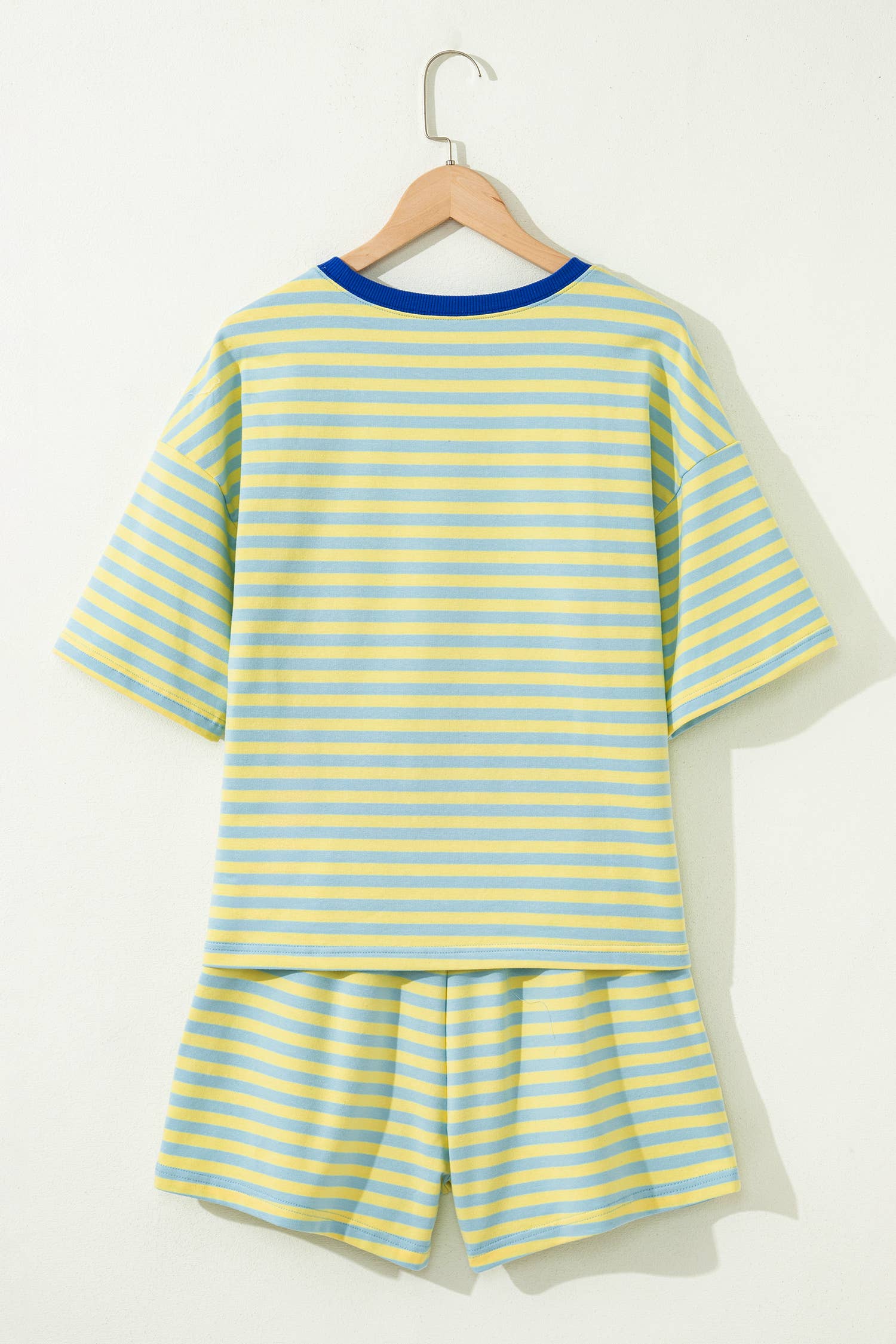 LAS Stripe Contrast Trim Boxy Terry Short Set (S-XL)