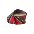 2 1/2" Wired Dupioni Ribbon | Bias Cut Traditional Christmas Plaid Red/Green/Blue w/ Blue Backing | 10 Yard Roll