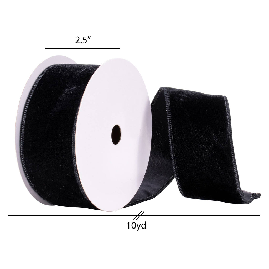Vickerman 2.5" x 10 Yards Black Velvet Ribbon