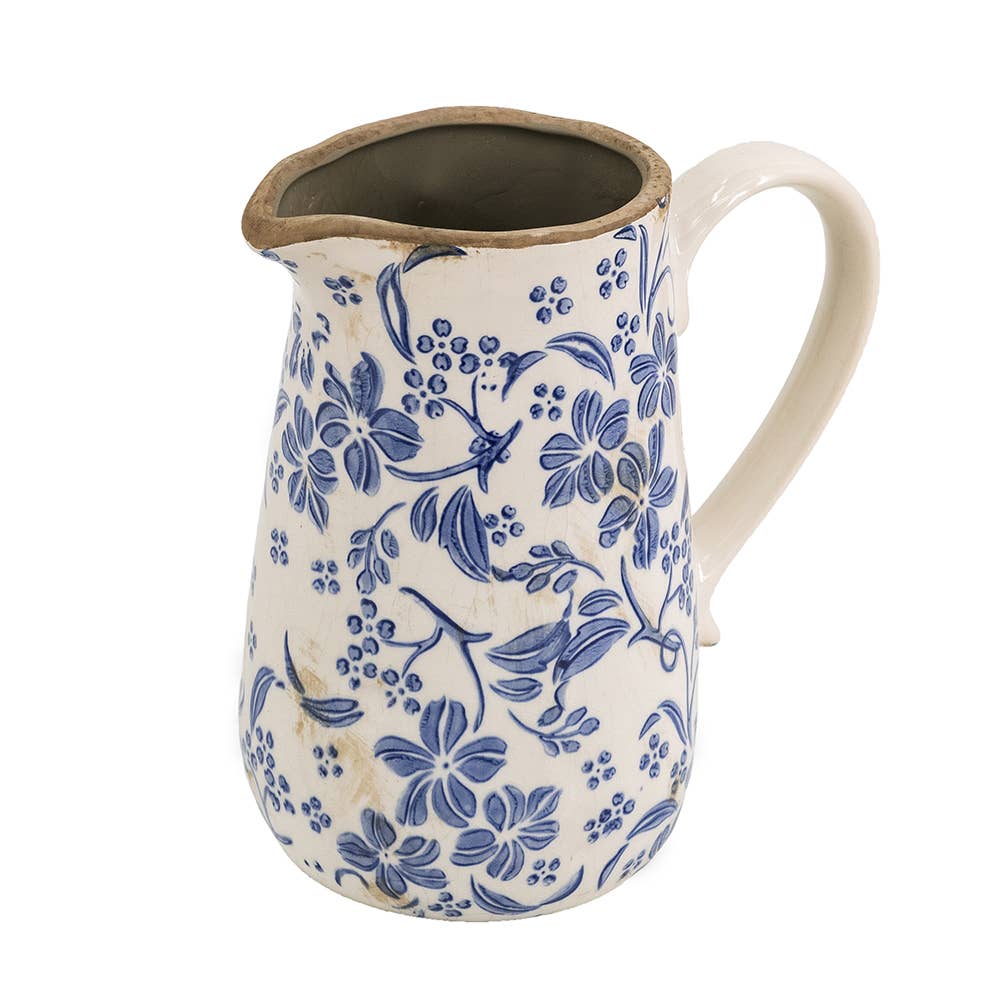 6.5x4.5x7" Delft Blossom Ceramic Pitcher