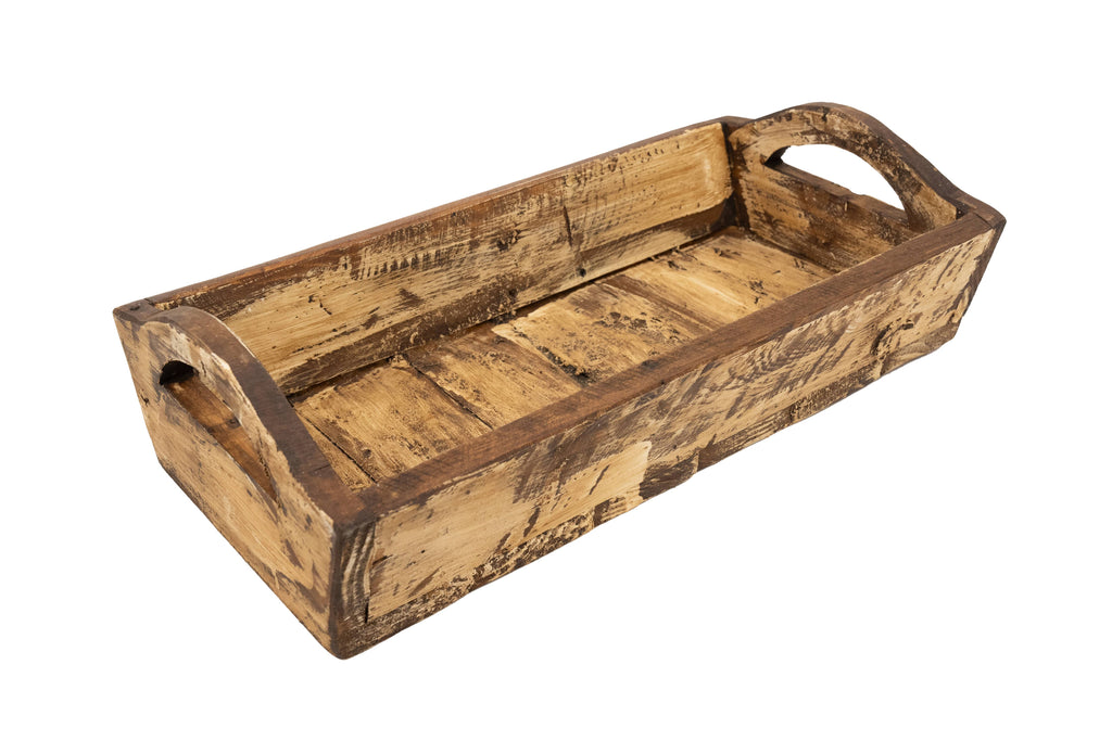 Kerrville Farmhouse Wood Tray W/ Handles-9x20x7 inches-NEW