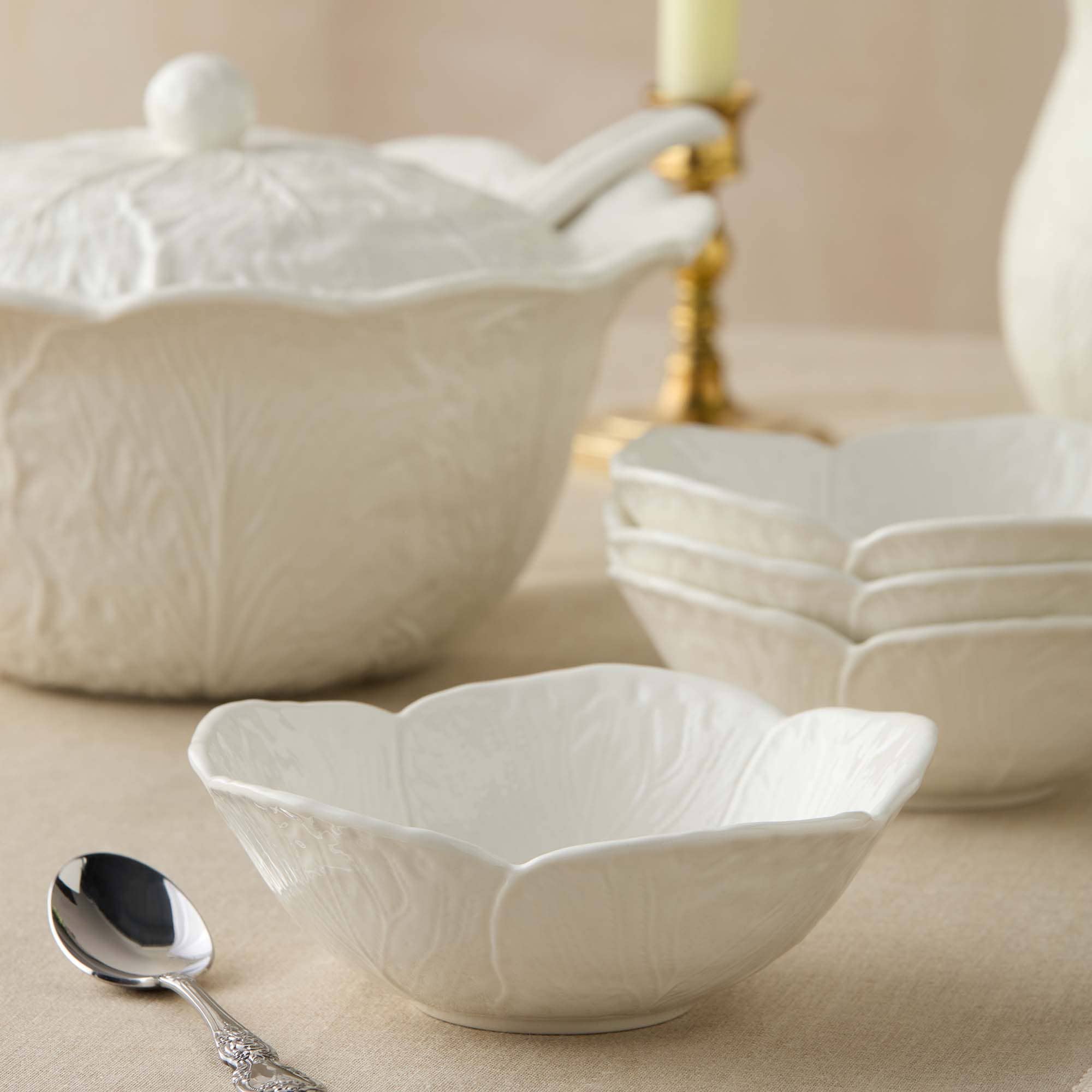 Le Jardin White Cabbage 3-D Cereal Bowl 8 in