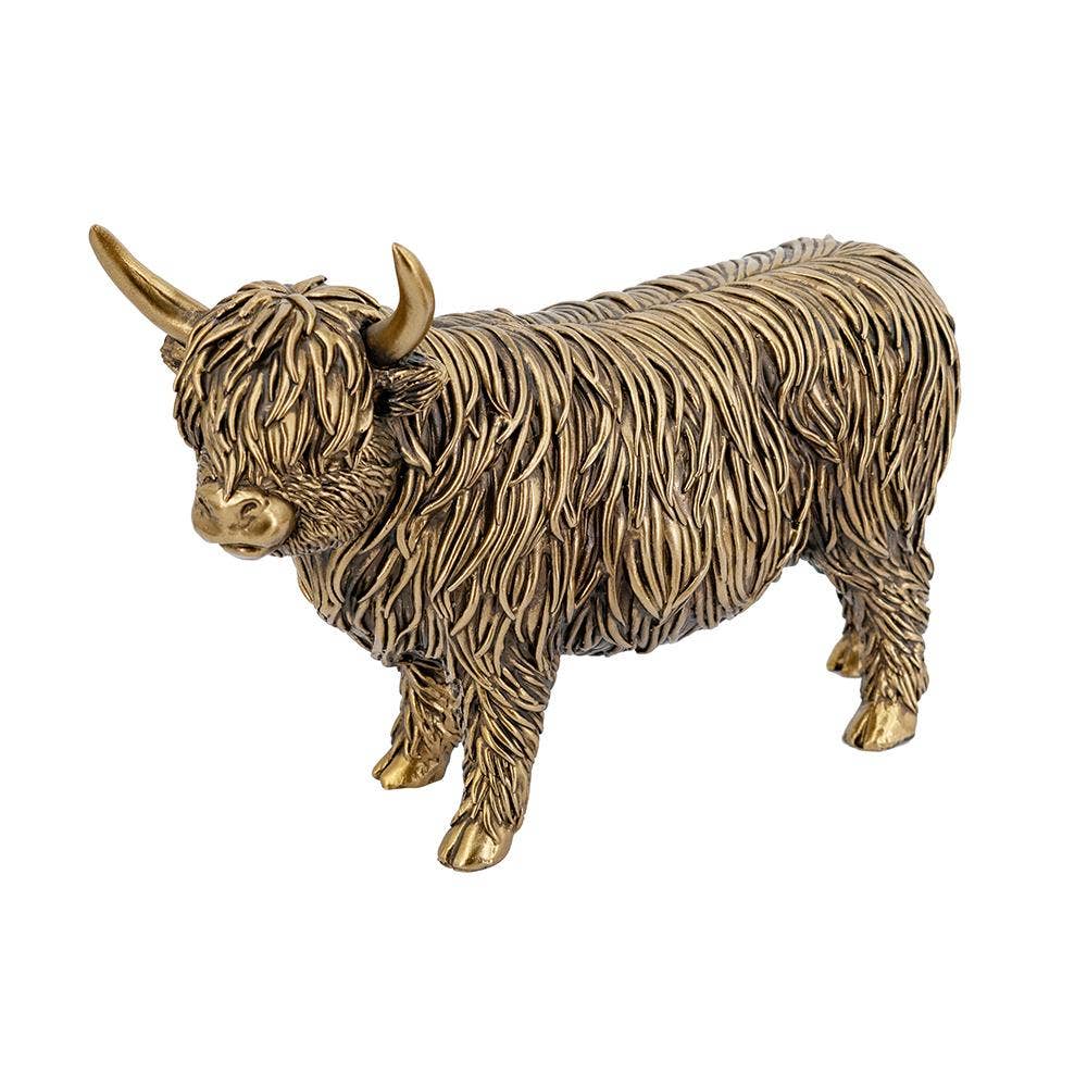 10x3.5x7" Lifelike Polyresin Highland Cow Statue