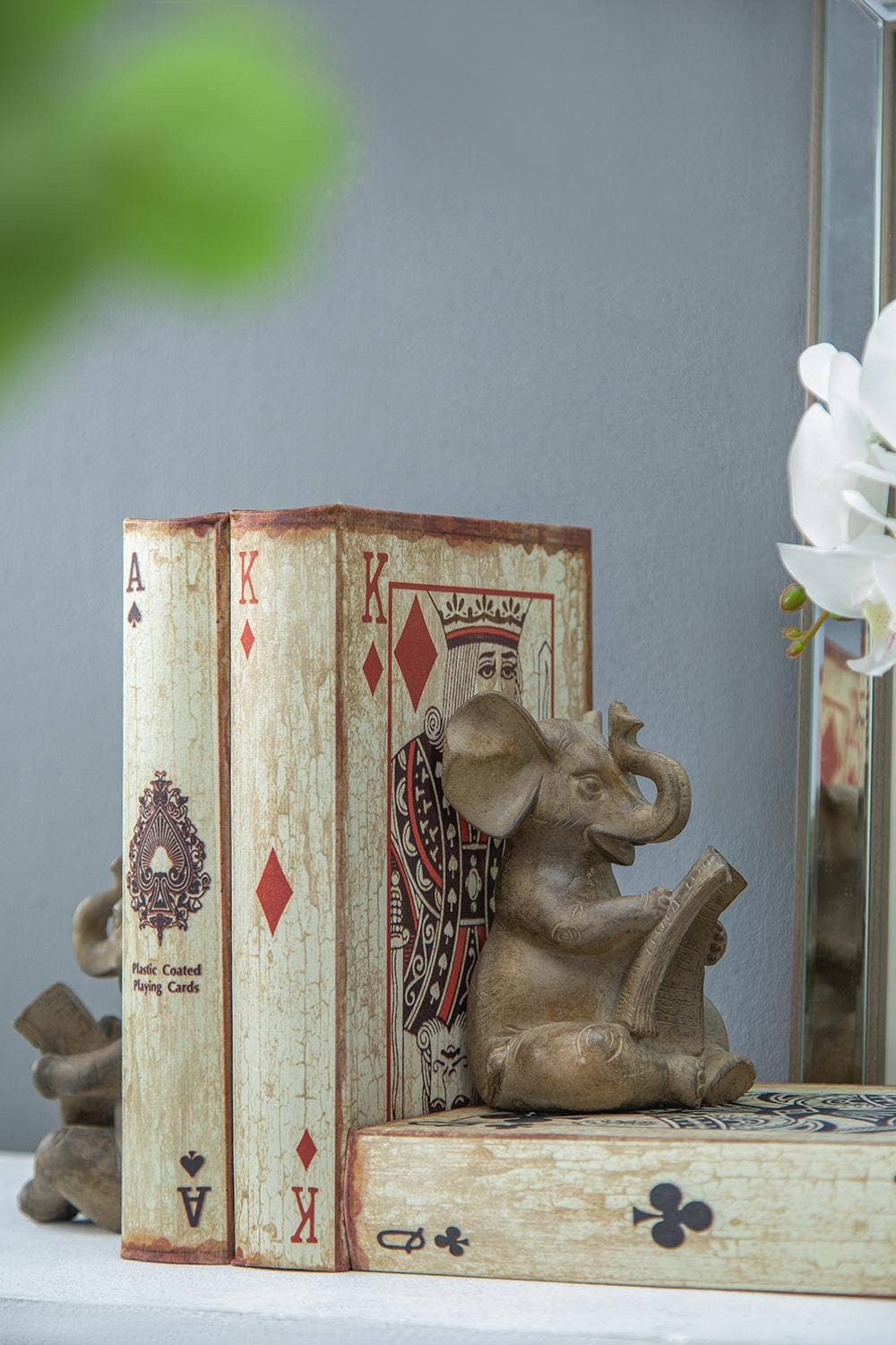 S/2 4.3x4x6" Polyresin Elephant Bookends - Brown