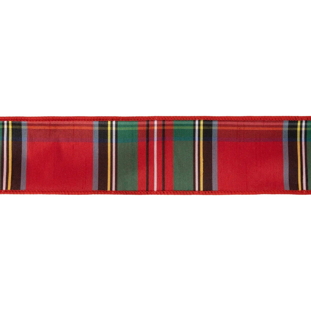 2 1/2" Wired Dupioni Ribbon | Traditional Christmas Plaid Red/Green/Blue | 10 Yard Roll