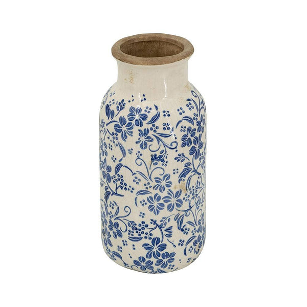 D5.7x12.5" Blue White Ceramic Vase w/ Traditional Floral