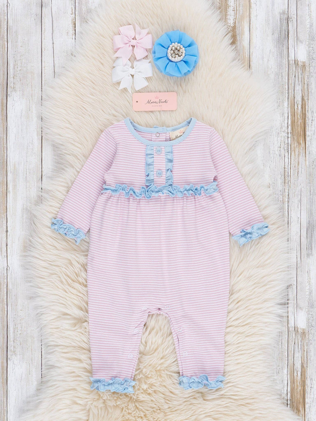Blushing Stripes Ruffle Sleeper Pajamas