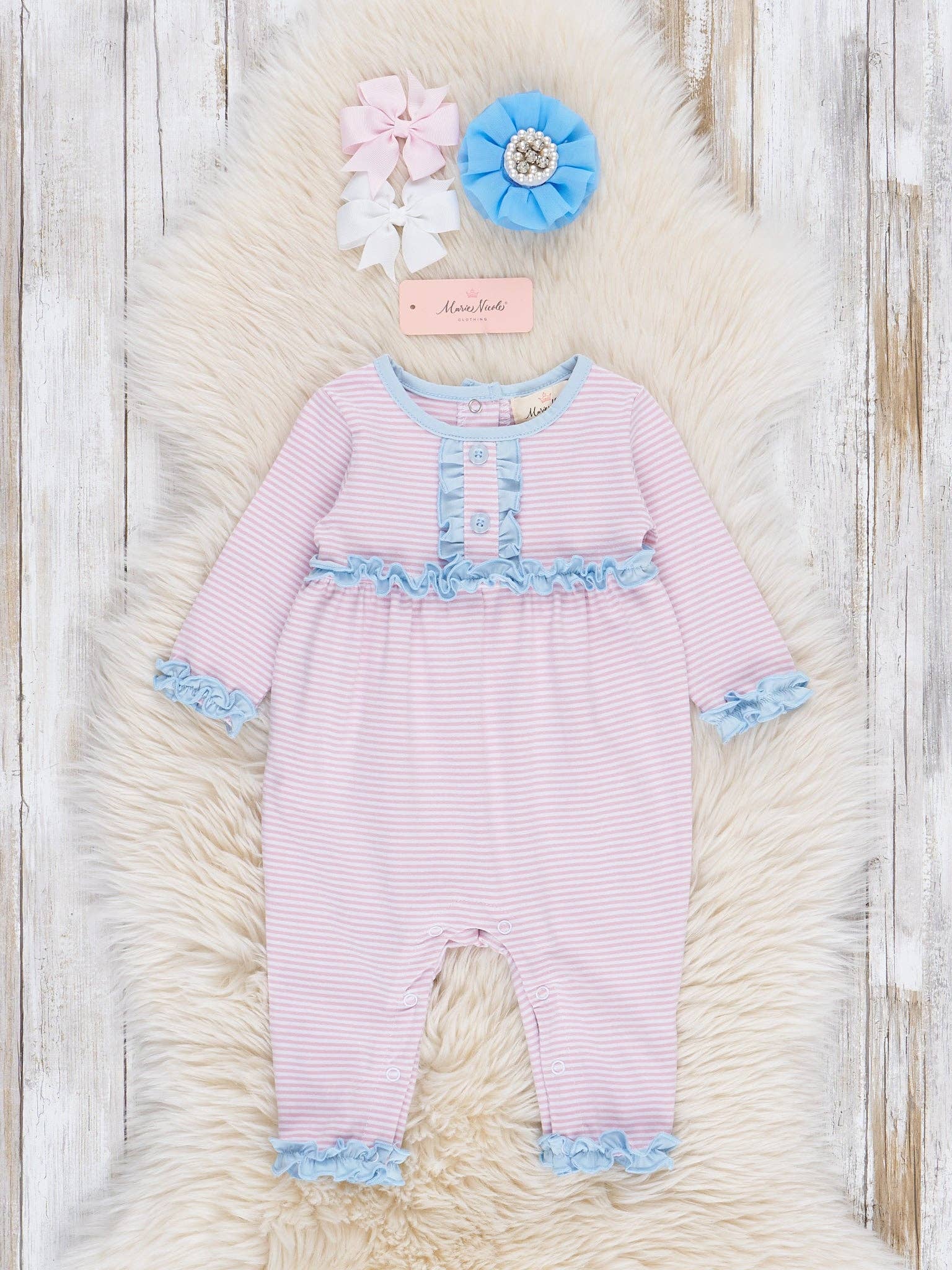 Blushing Stripes Ruffle Sleeper Pajamas