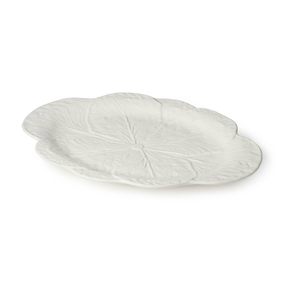 Le Jardin White Cabbage 3-D Oval Platter 17 in x 12.5 in