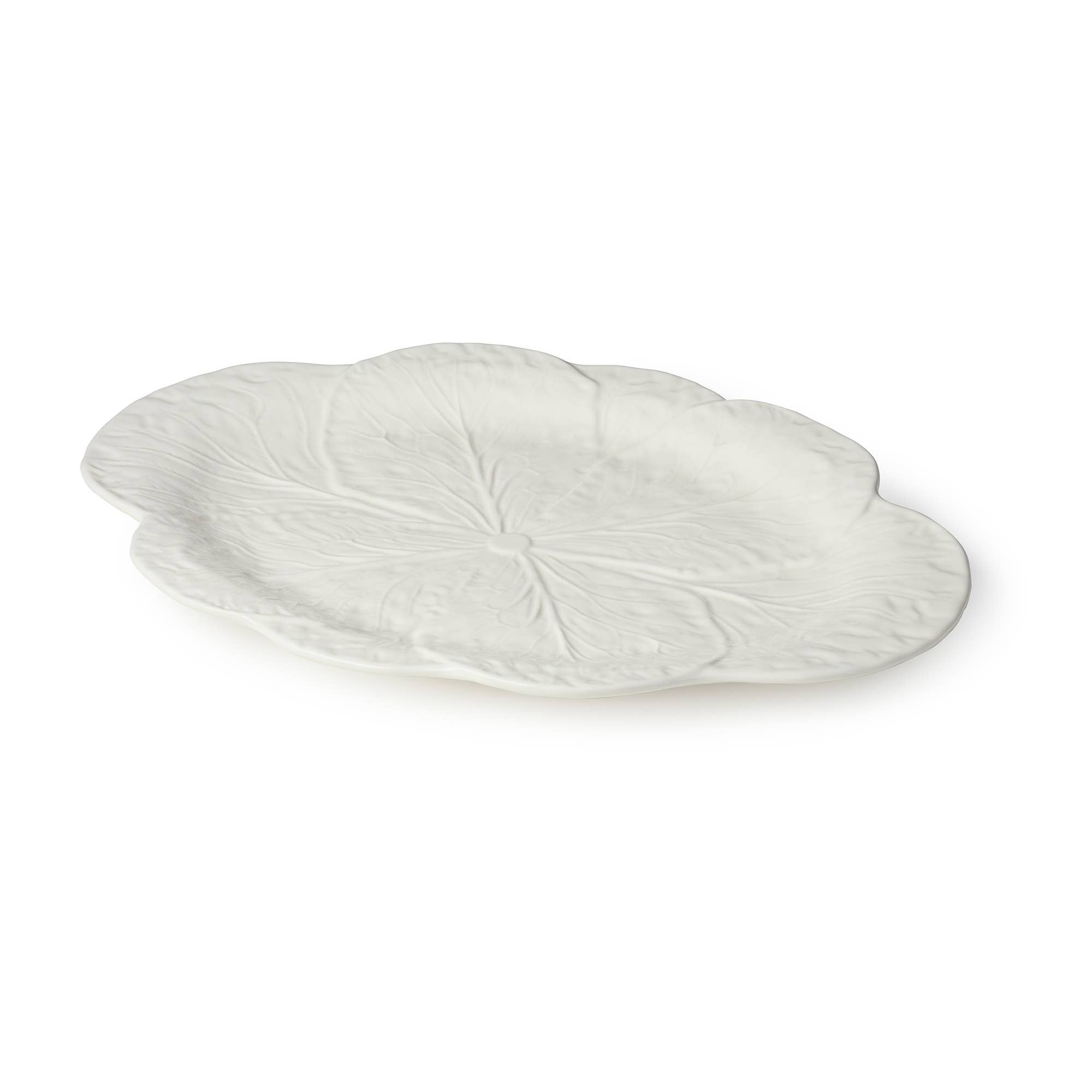 Le Jardin White Cabbage 3-D Oval Platter 17 in x 12.5 in