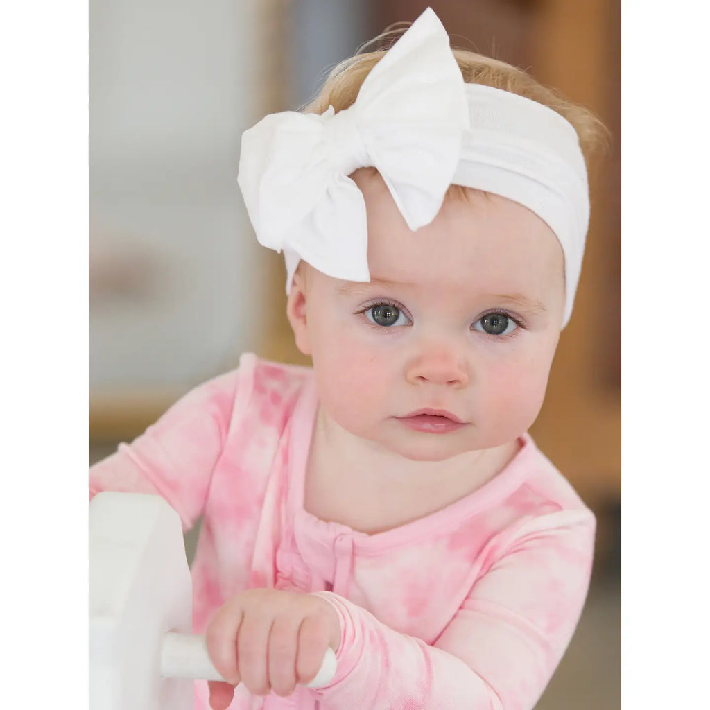 Girls White Big Bow Headband