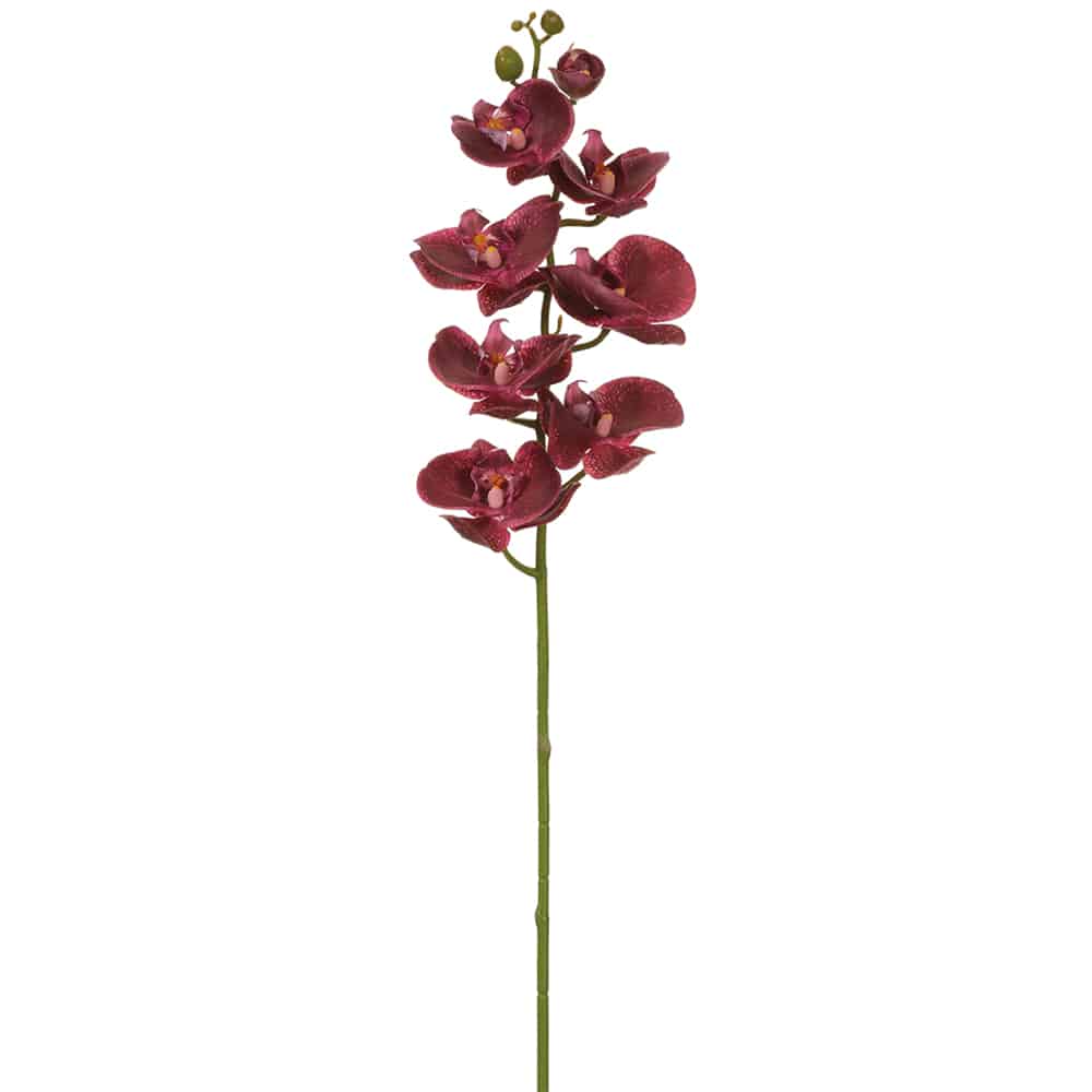 30" Real Touch Phalaenopsis Orchid Spray With 8 Flowers Plum