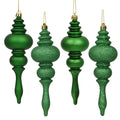 Vickerman 7" Green 4-Finish Finial Ornament, 8 per Box