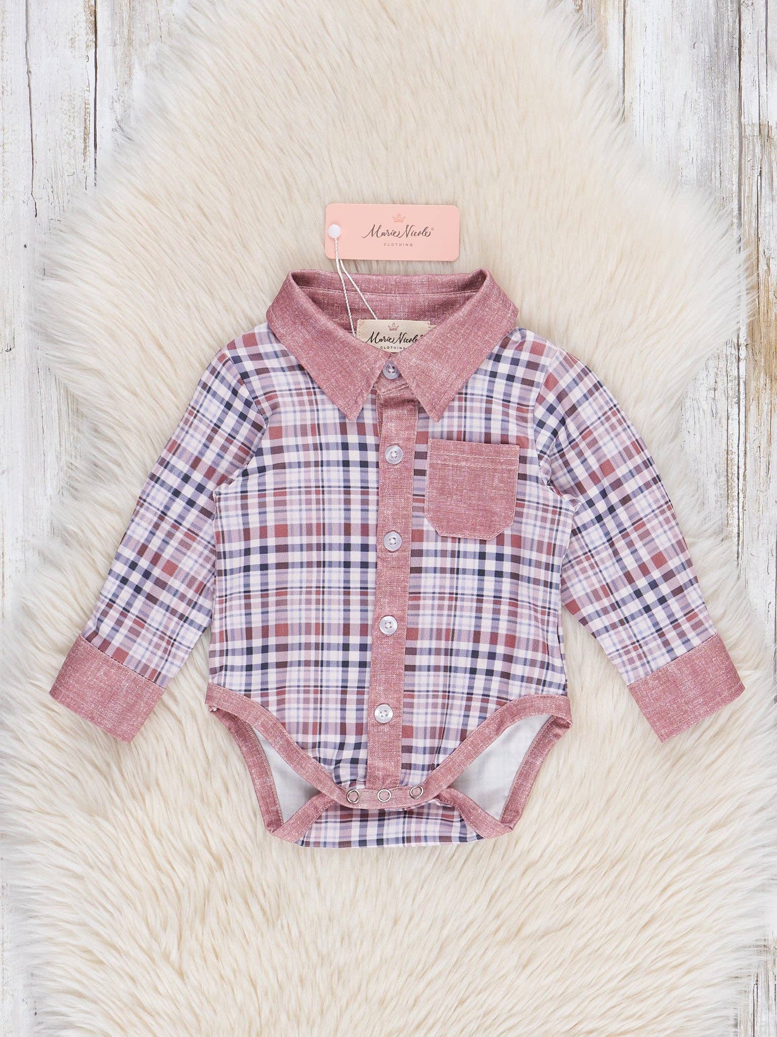 Pocket Button Up Plaid Bubble- Tan
