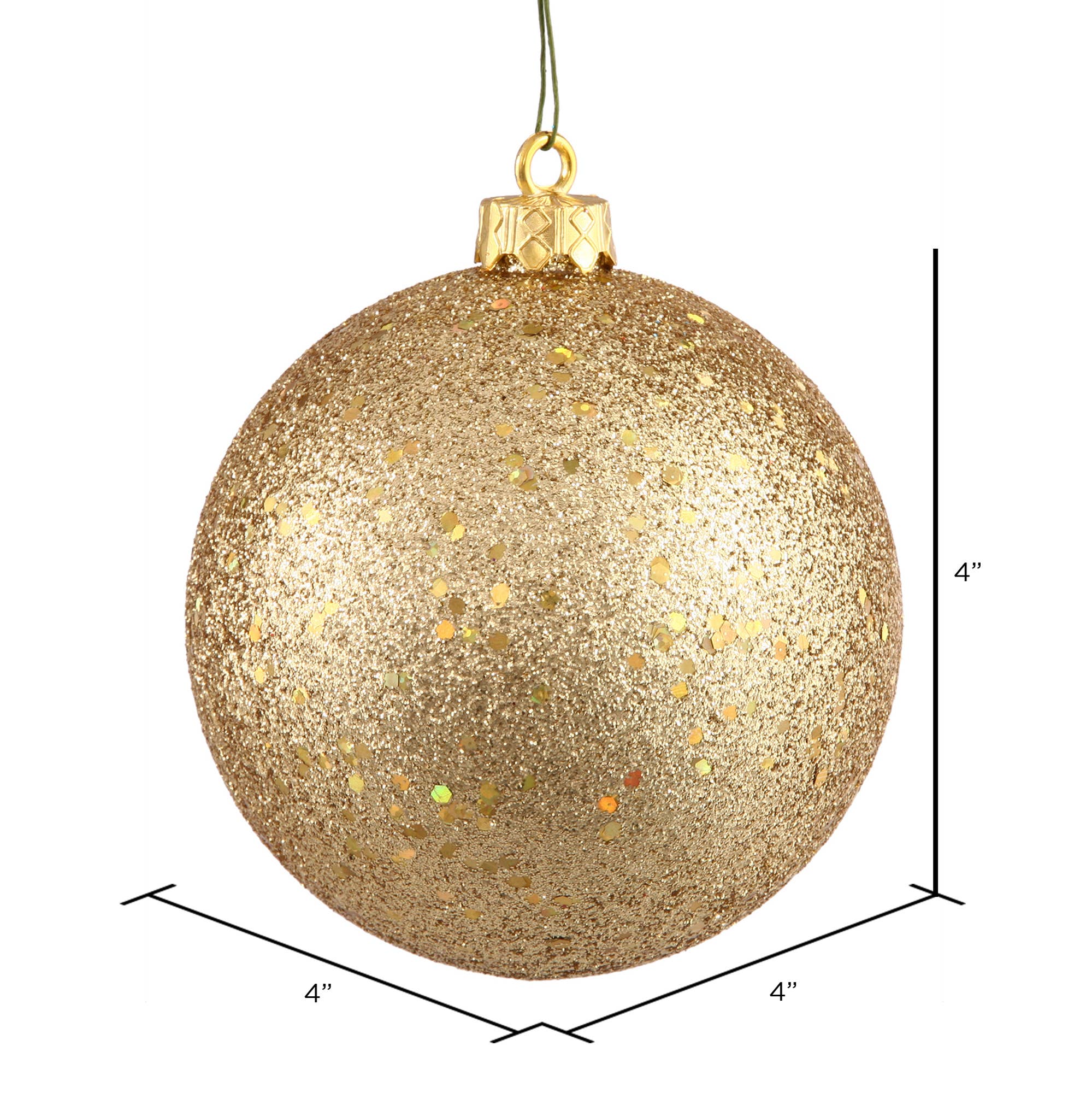 Vickerman 4" Gold Sequin Ball Ornament, 6 per Bag