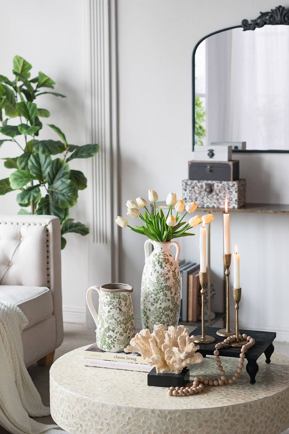 8x5.5x9" Verdant Garden Ceramic Pitcher