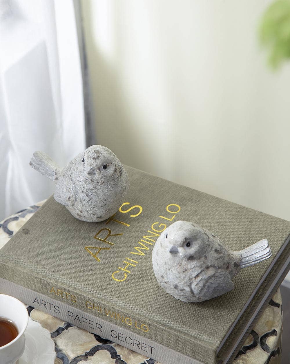 S/4 4.7x2.7x4"H Resin Sparkly Snow Bird 16S/CTN