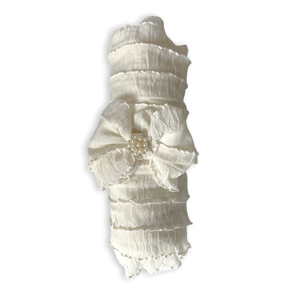 Ruffled Swaddle and Pearl Mini Headband Set