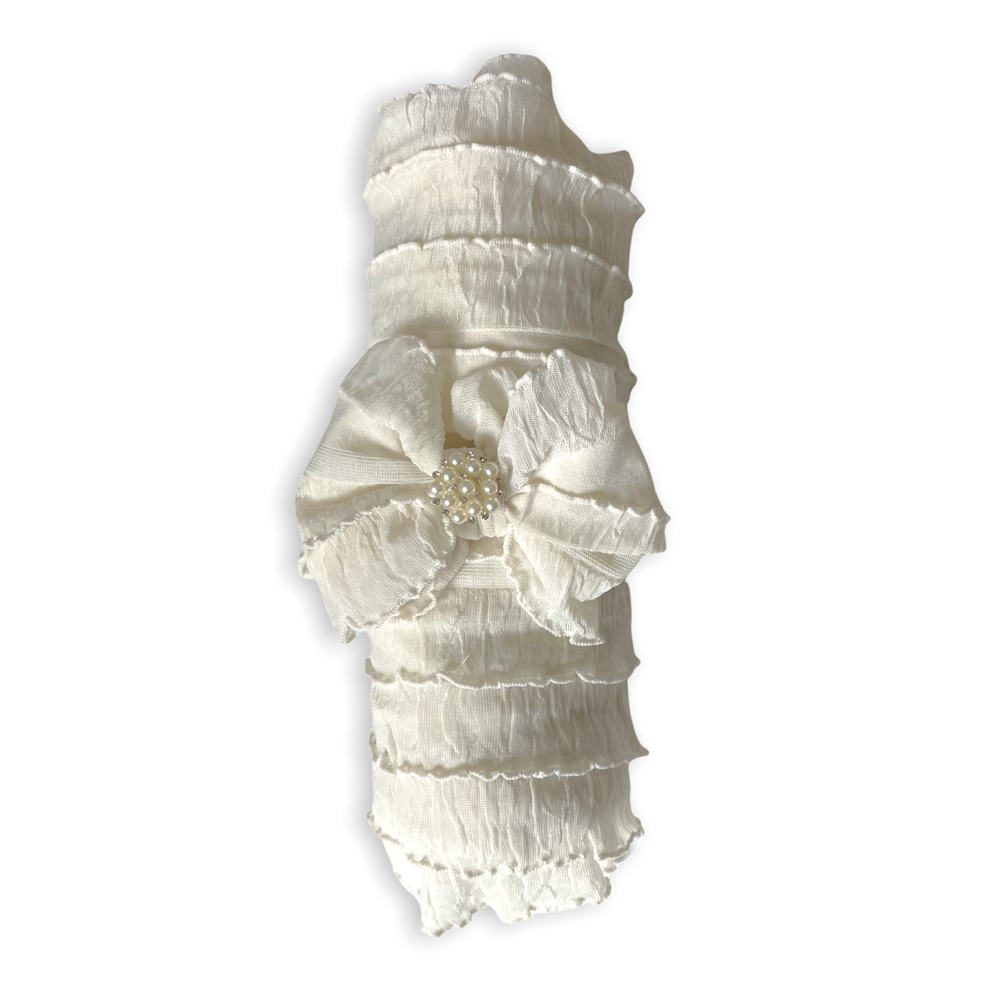 Ruffled Swaddle and Pearl Mini Headband Set