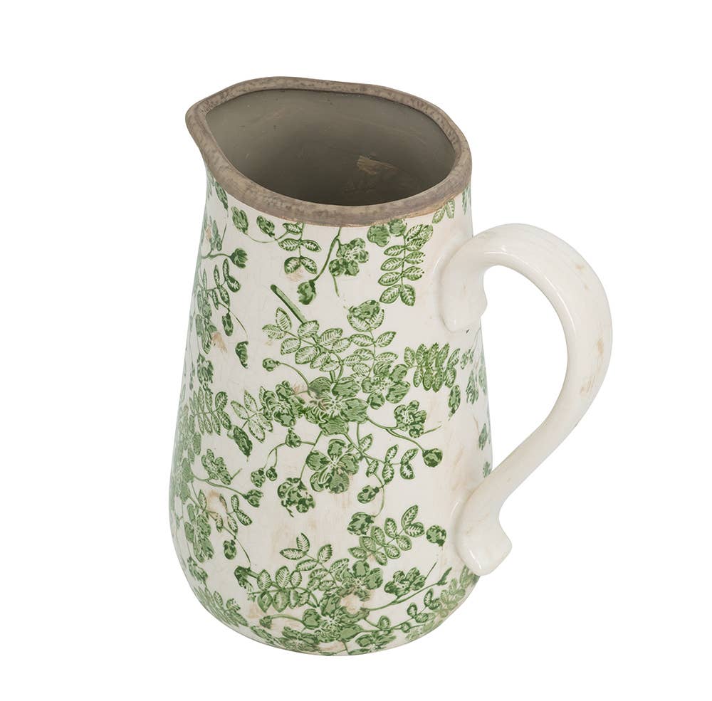 8x5.5x9" Verdant Garden Ceramic Pitcher