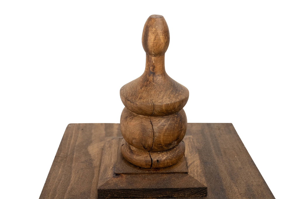 Dunlap Farmhouse Wood Lantern-8.5x17 inches-Waxed Brown