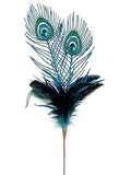 Glittered Peacock Spray Peacock | 25"
