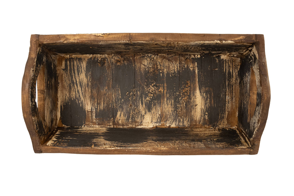 Kerrville Farmhouse Wood Tray W/ Handles-9x20x7 inches-NEW