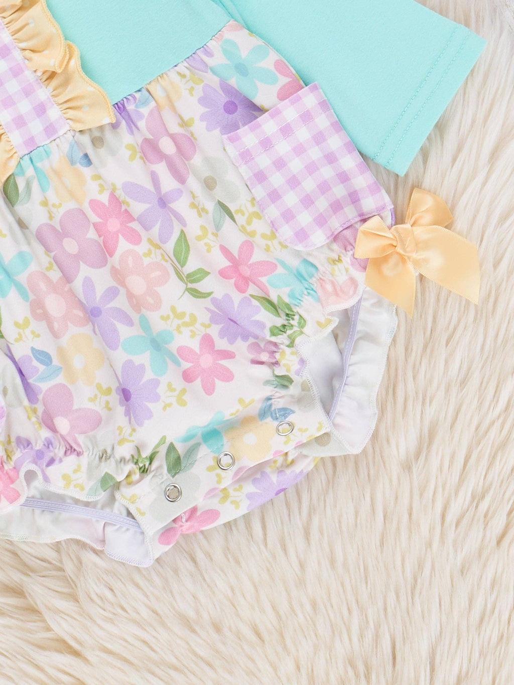 Gingham Floral Garden Ruffle Bubble