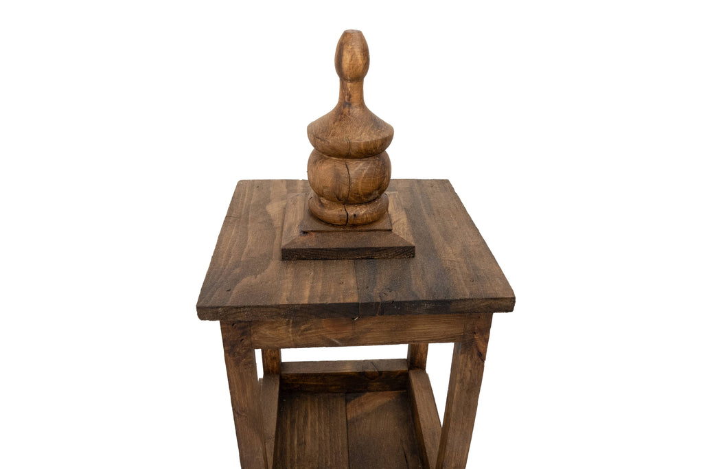 Dunlap Farmhouse Wood Lantern-8.5x17 inches-Waxed Brown