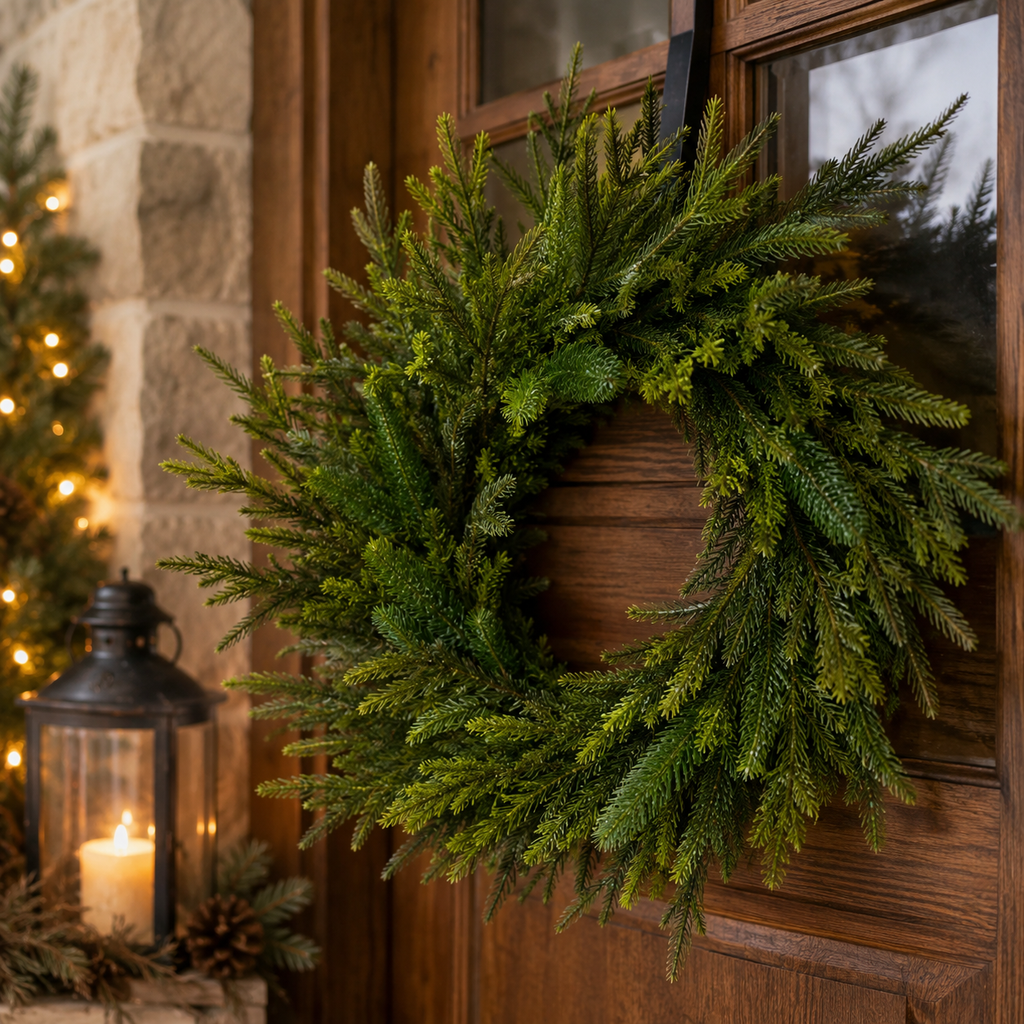 Mixed Pine w/ Soft Touch Norfolk and Cedar Wreath 24"
