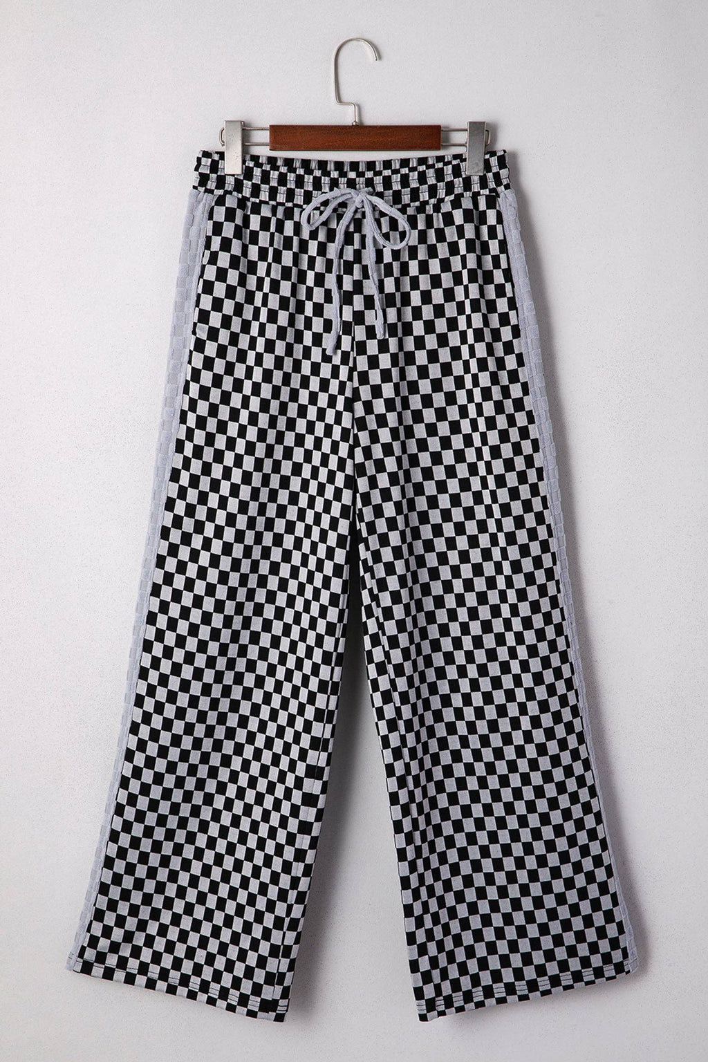 OMG! Checker Drawstring Waist Wide Leg Pants