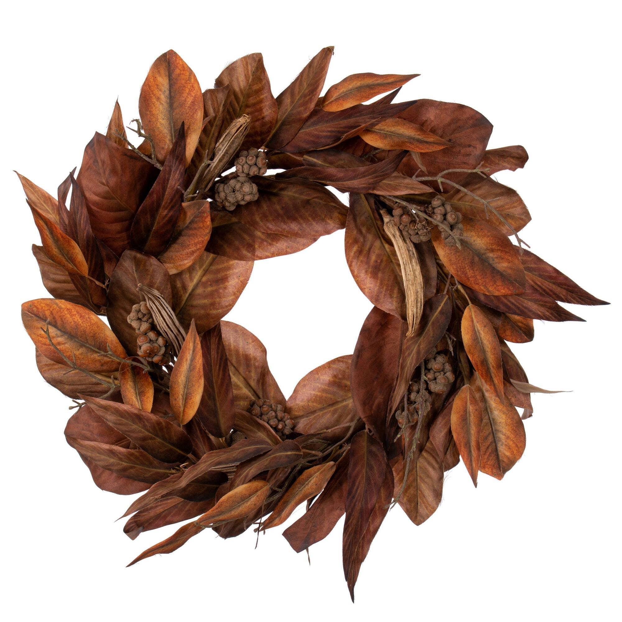 Vickerman 24" Brown Magnolia Leaf Wreath