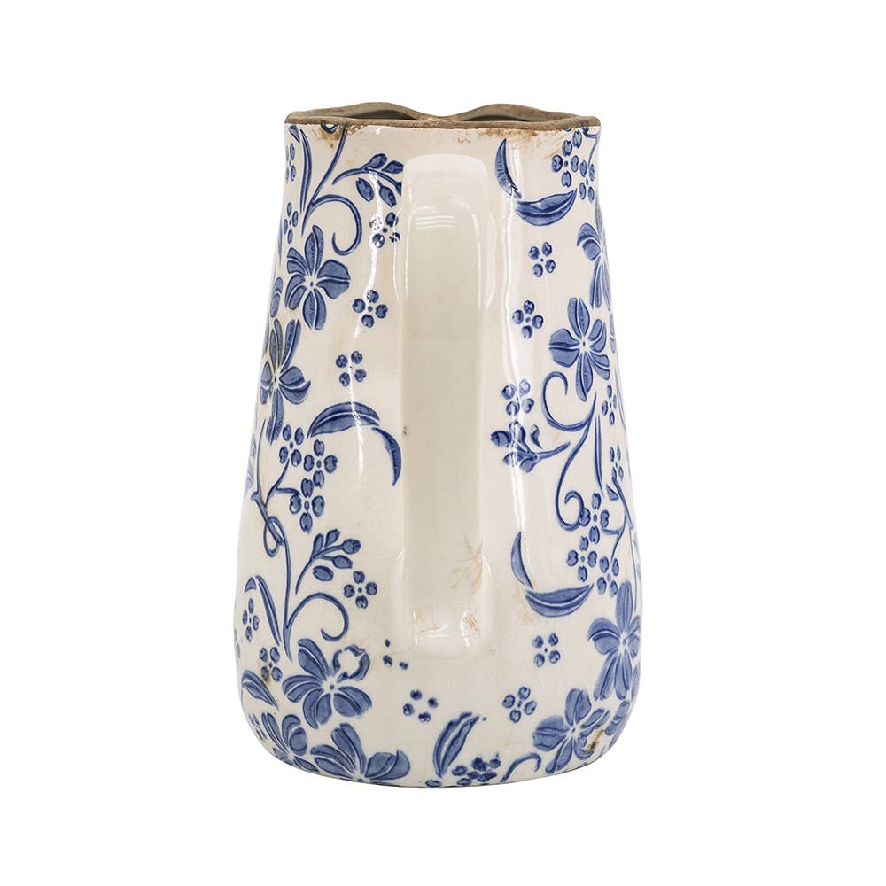 6.5x4.5x7" Delft Blossom Ceramic Pitcher