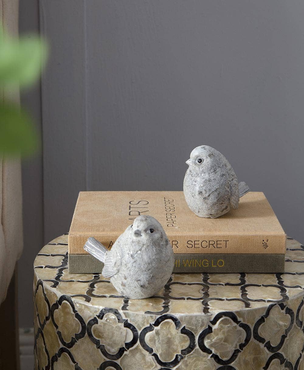 S/4 4.7x2.7x4"H Resin Sparkly Snow Bird 16S/CTN