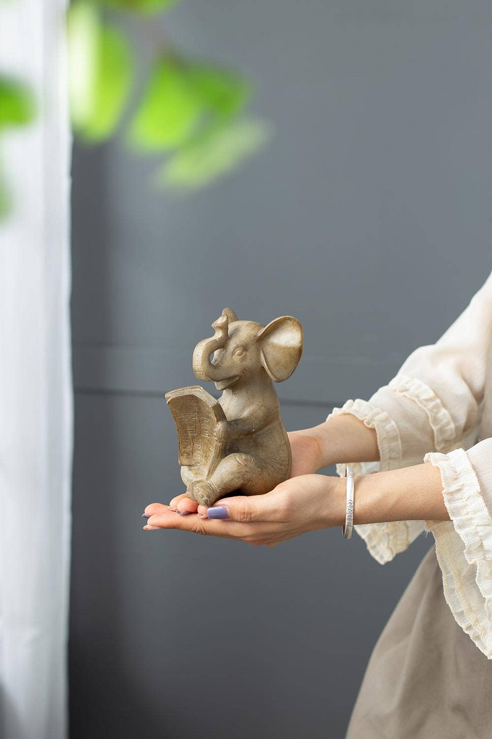 S/2 4.3x4x6" Polyresin Elephant Bookends - Brown