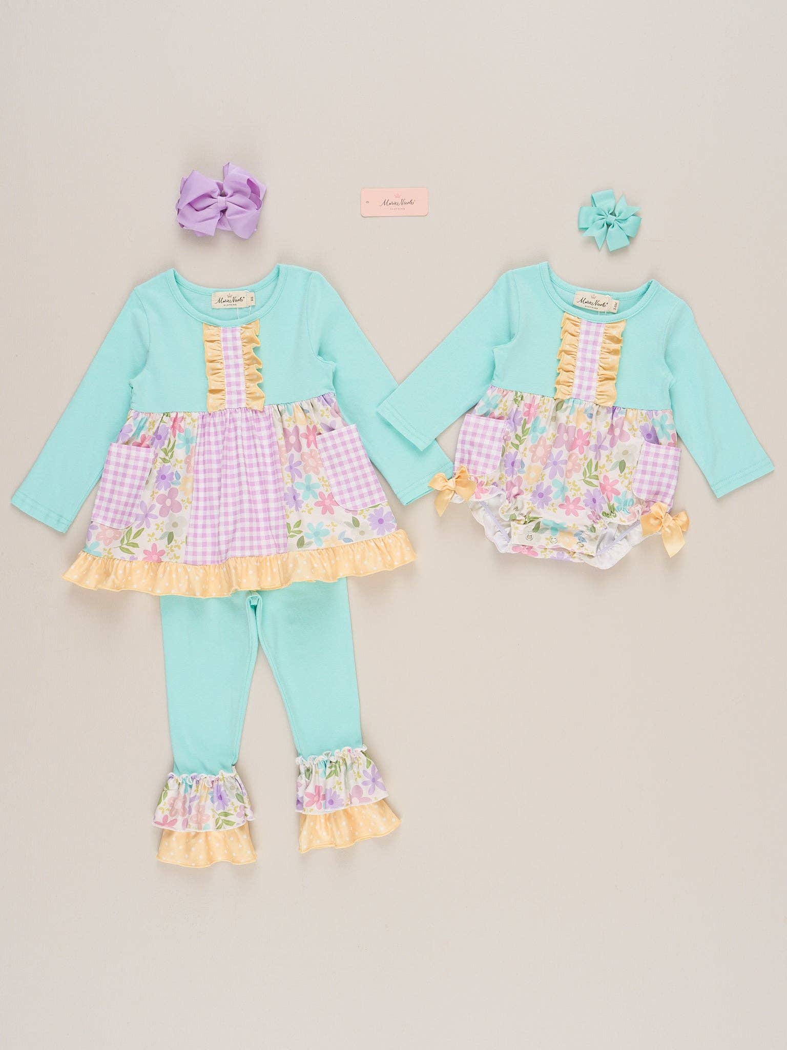 Gingham Floral Garden Ruffle Bubble