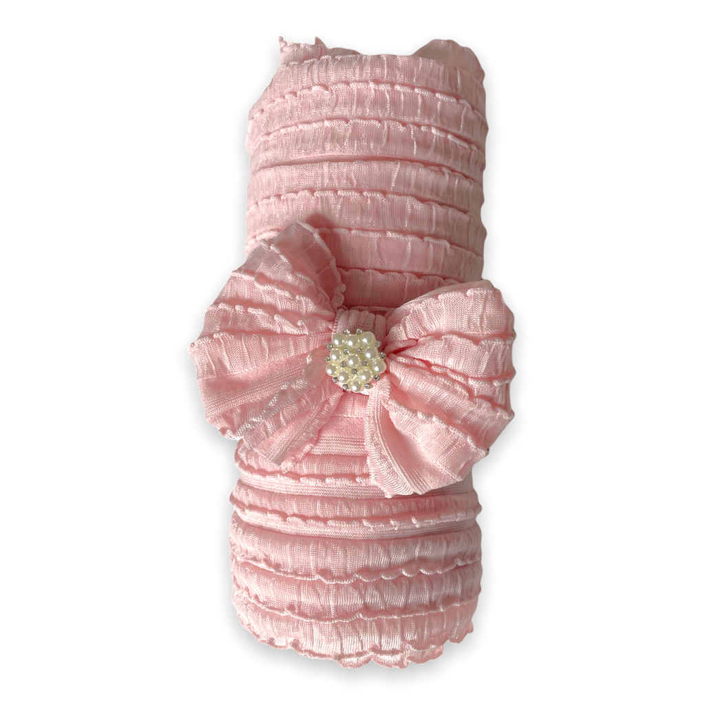 Ruffled Swaddle and Pearl Mini Headband Set